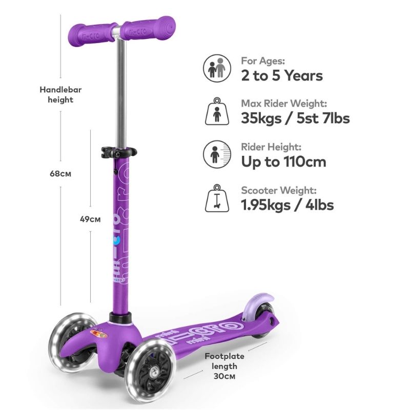 Micro Scooter Mini Deluxe LED - Purple